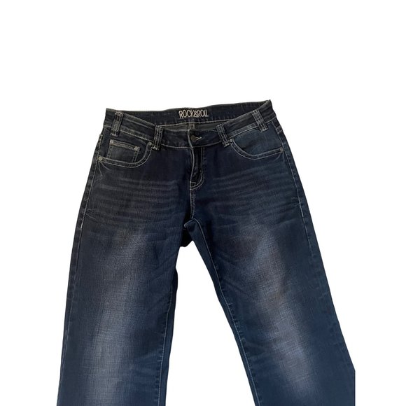 Rock & Roll Cowgirl Dark Wash Blue Denim Riding Jeans Women's Size 31 x 32 - Picture 3 of 8